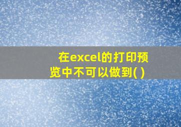 在excel的打印预览中不可以做到( )